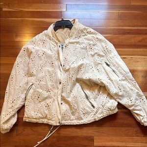 Women's Free People Cream Lace Bomber  Jacket